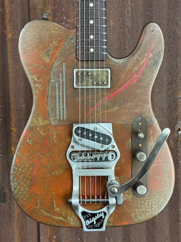 25040 Red Pinstriped Rusty Steelcaster