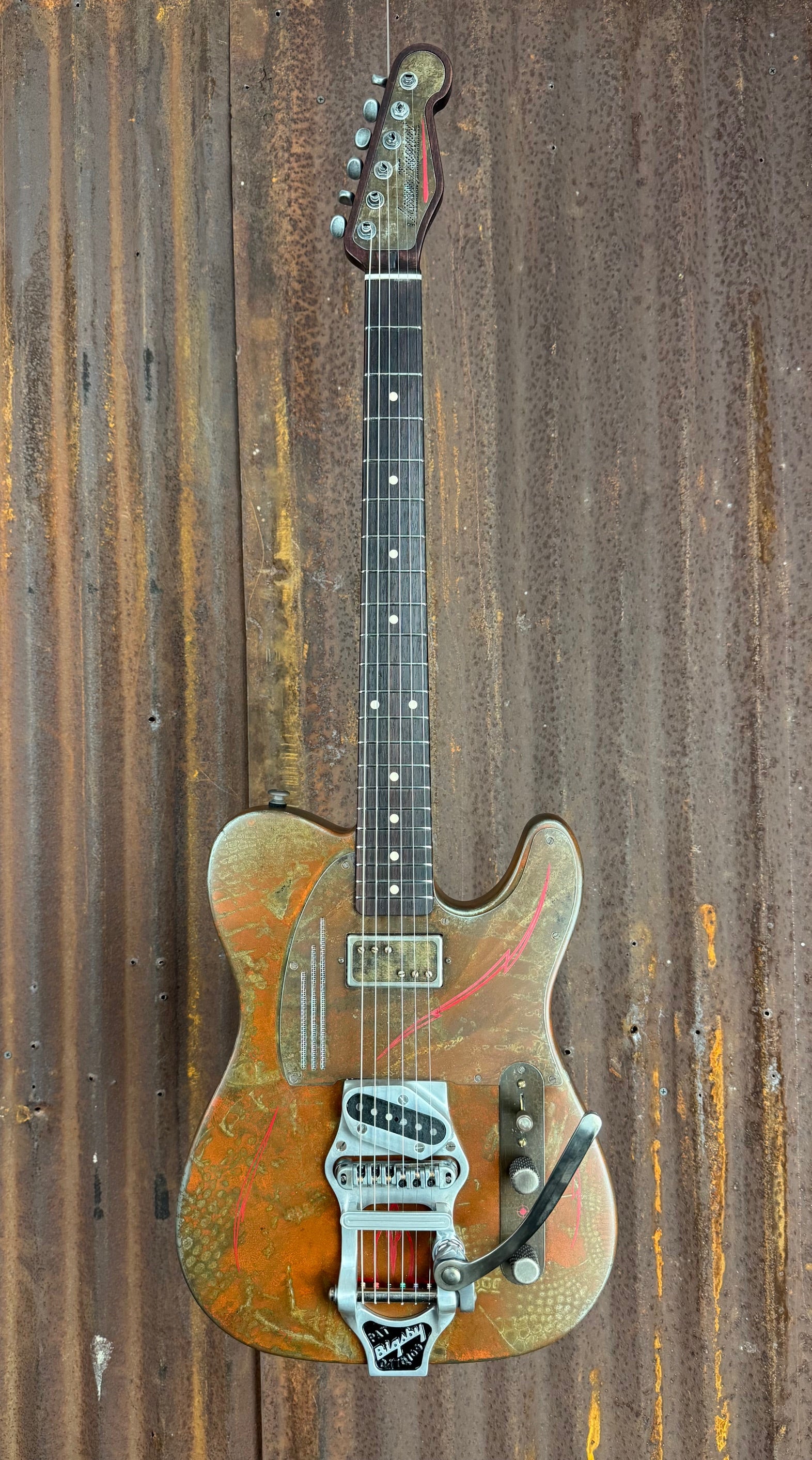 25040 Red Pinstriped Rusty Steelcaster
