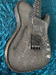 25032 Antique Silver Paisley Engraved Deluxe Steeltopcaster