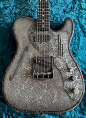 25032 Antique Silver Paisley Engraved Deluxe Steeltopcaster
