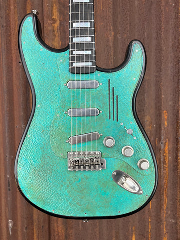 23057 Titanic Green Snakeskin Steel O Matic