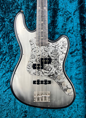19004 Black on Antique Silver Roses SteelTopCaster Bass