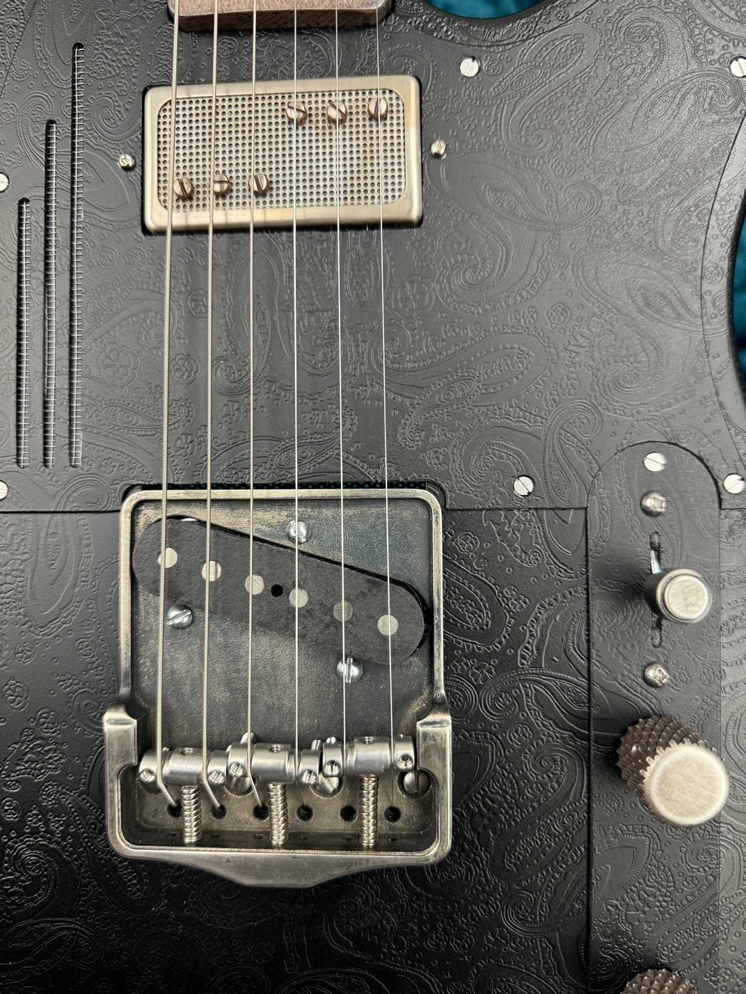 25025 Black Paisley Engraved Steelcaster