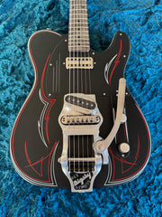 25008 Satin Black Pinstriped SteelCaster with B16 Bigsby