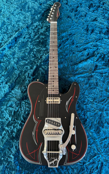 25008 Satin Black Pinstriped SteelCaster with B16 Bigsby – James