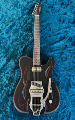25008 Satin Black Pinstriped SteelCaster with B16 Bigsby