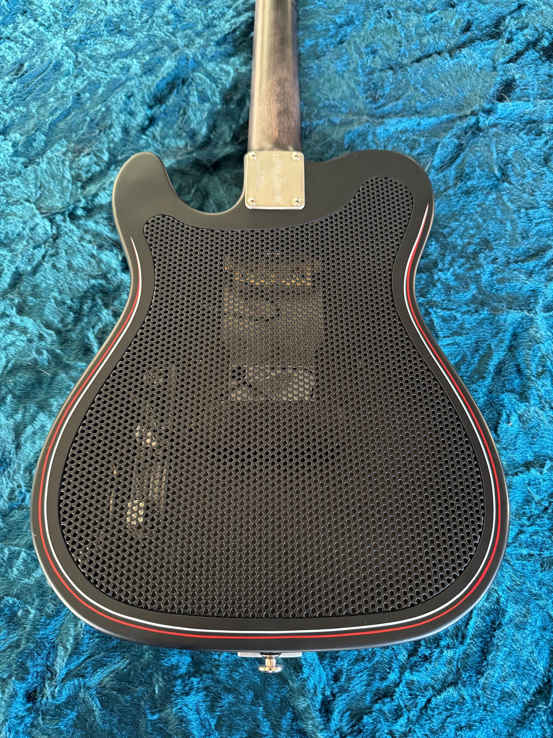 25008 Satin Black Pinstriped SteelCaster with B16 Bigsby