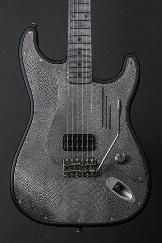 16004 Antique Silver Black Satin Snakeskin Steel O Matic