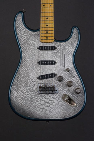 16110 Antique Silver Snake Skin Tuxedo Blue Steel O Matic