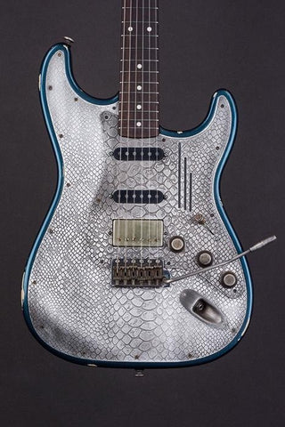 16154 Antique Silver Snakeskin Relic Tuxedo Blue Steel O Matic