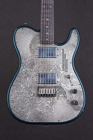 16175 Antique Silver Gator Paisley Tuxedo Blue Deluxe SteelTopCaster