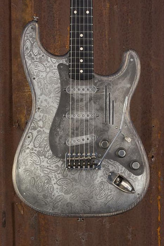 19021 Antique Silver Paisley Engraved Steel O Matic