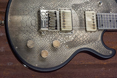 12113 Antique Silver Snakeskin Engraved Satin Black SteelTop