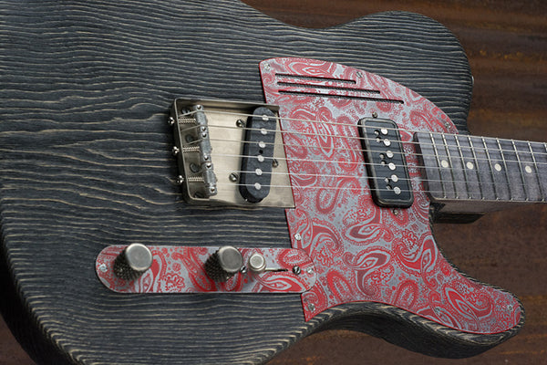 18085 Red on Steel Paisley Grey Driftwood SteelGuardCaster – James