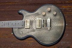 12113 Antique Silver Snakeskin Engraved Satin Black SteelTop