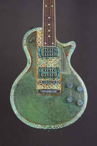 16153 Titanic Green on Cream Snakeskin Holey SteelDeville