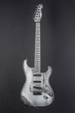 16174 Antique Silver Gator Pickguard Driftwood Steel O Matic