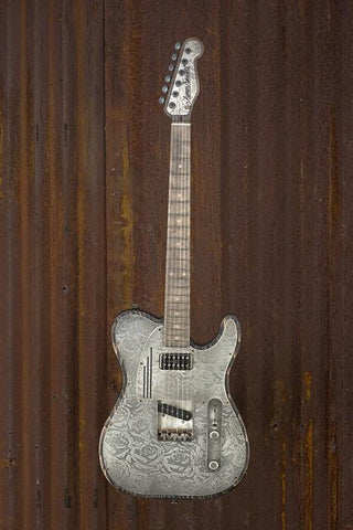 17083 Antique Silver Roses Driftwood SteeltopCaster