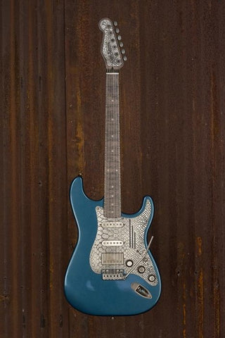 19078 Antique Silver Snakeskin Tuxedo Blue SteelGuard O Matic