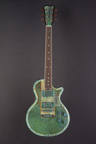 16153 Titanic Green on Cream Snakeskin Holey SteelDeville