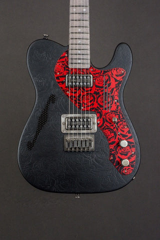 16073B Black and Red Roses Deluxe Steelcaster
