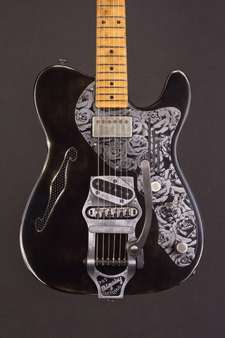 17041 Black on Steel Roses Deluxe SteelCaster