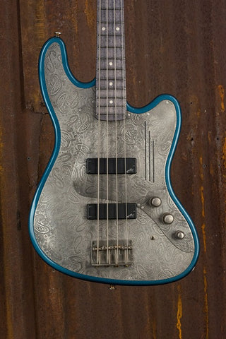 19012 Antique Silver Paisley Engraved Tuxedo Blue SteelTop Bass
