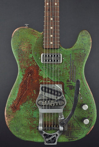 13062 Titanic Green Gator Deluxe SteelCaster with B16 Bigsby