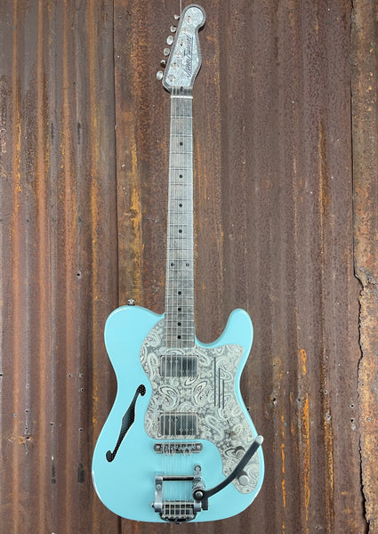 21111 Cream on Steel Paisley Ocean Blue Deluxe SteelCaster – James
