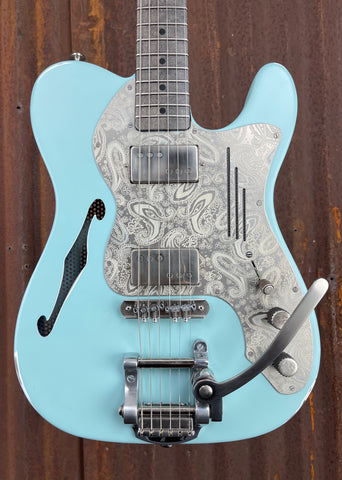21111 Cream on Steel Paisley Ocean Blue Deluxe SteelCaster