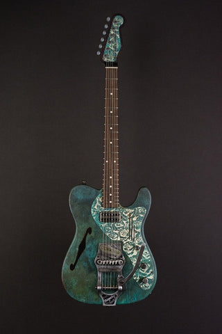 16138 Titanic Green on Cream Roses Deluxe SteelCaster