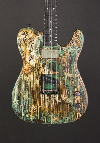 17052 Titanic Green On Cream Bamboo Deluxe SteelCaster