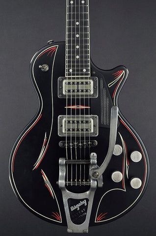 13156 Satin Black Pinstripe SteelDeville with B7 Bigsby