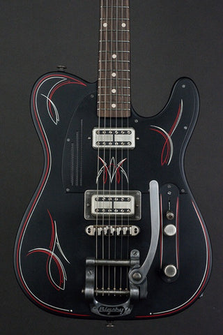 15002 Satin Black Pinstripe SteelCaster with B5 Bigsby