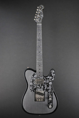12144 Black on Steel Holey Skulls SteelCaster
