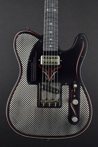 14010 Satin Black Antique Silver Holey Perforated Square Pinstripe SteelCaster