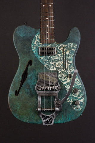 16138 Titanic Green on Cream Roses Deluxe SteelCaster