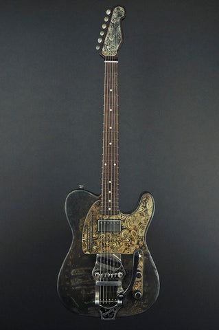 13187 Rust on Cream Paisley Pickguard SteelCaster with a B16 Bigsby