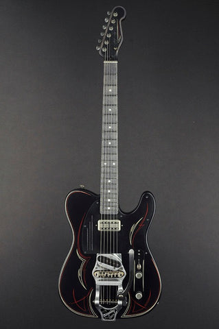 14114 Satin Black Pinstripe SteelCaster with B16 Bigsby