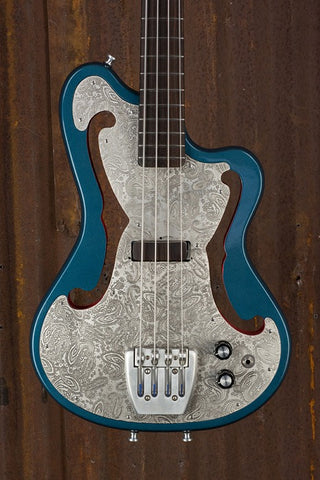17002 Antique Silver Paisley Tuxedo Blue Scroll Bass