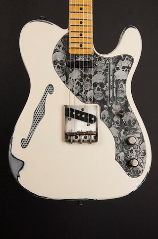 11059 Cream on Black Skulls Deluxe SteelCaster