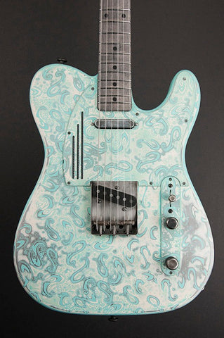11098 Sea Foam Green on Cream Paisley SteelCaster