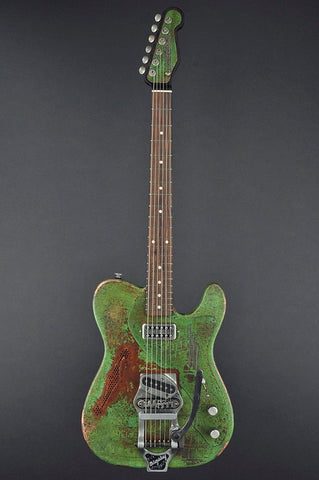 13062 Titanic Green Gator Deluxe SteelCaster with B16 Bigsby