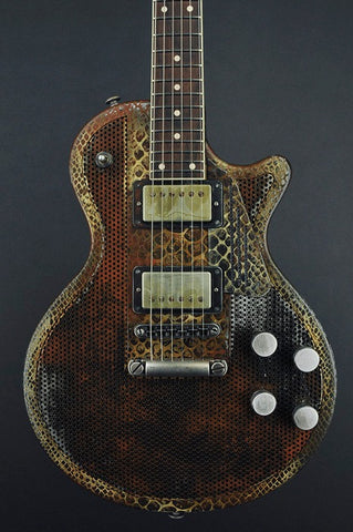 13190 Rust on Cream Snakeskin Holey Front SteelDeville