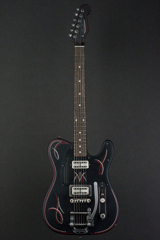 15002 Satin Black Pinstripe SteelCaster with B5 Bigsby