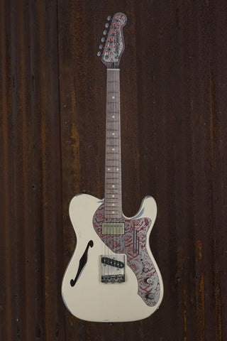 19118 Red on Steel Roses Cream Relic'd Deluxe SteelCaster