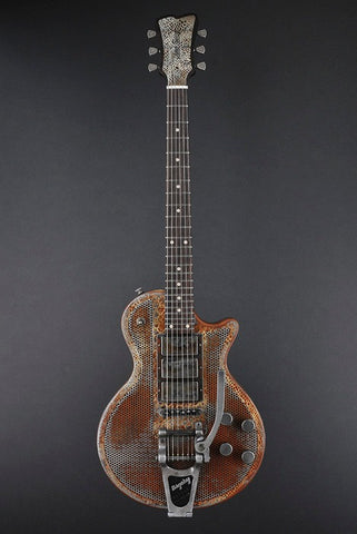12153 Rust on Cream Snakeskin Holey SteelDeville with B7 Bigsby