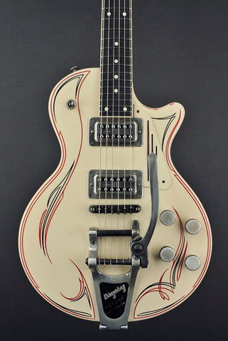14012 Cream on Red Pinstripe SteelDeville with B7 Bigsby