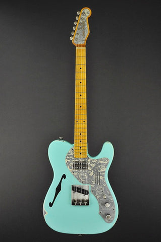 13145 Sea Foam Green on Cream Roses Pickguard Deluxe SteelCaster