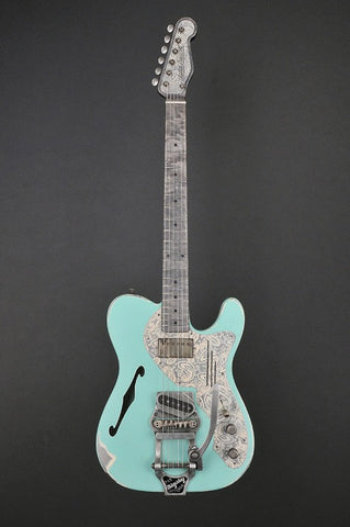 11187 Sea Foam Green on Cream Paisley Pickguard B16 Bigsby Deluxe SteelCaster